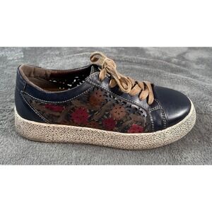 L'Artiste by Spring Step MEA Sneaker Womens 6.5-7 Blue Floral Handpainted Artsy